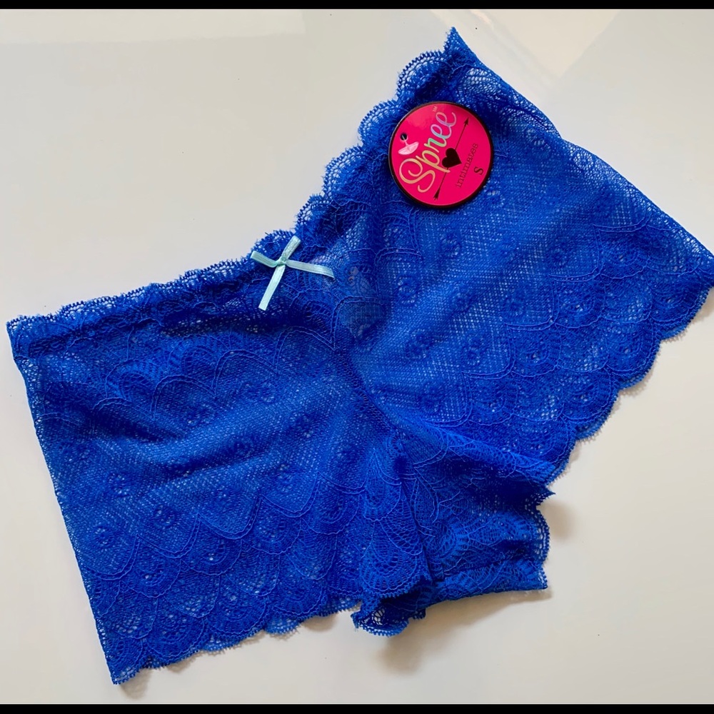 Spree Intimates Lace Shorts Blue